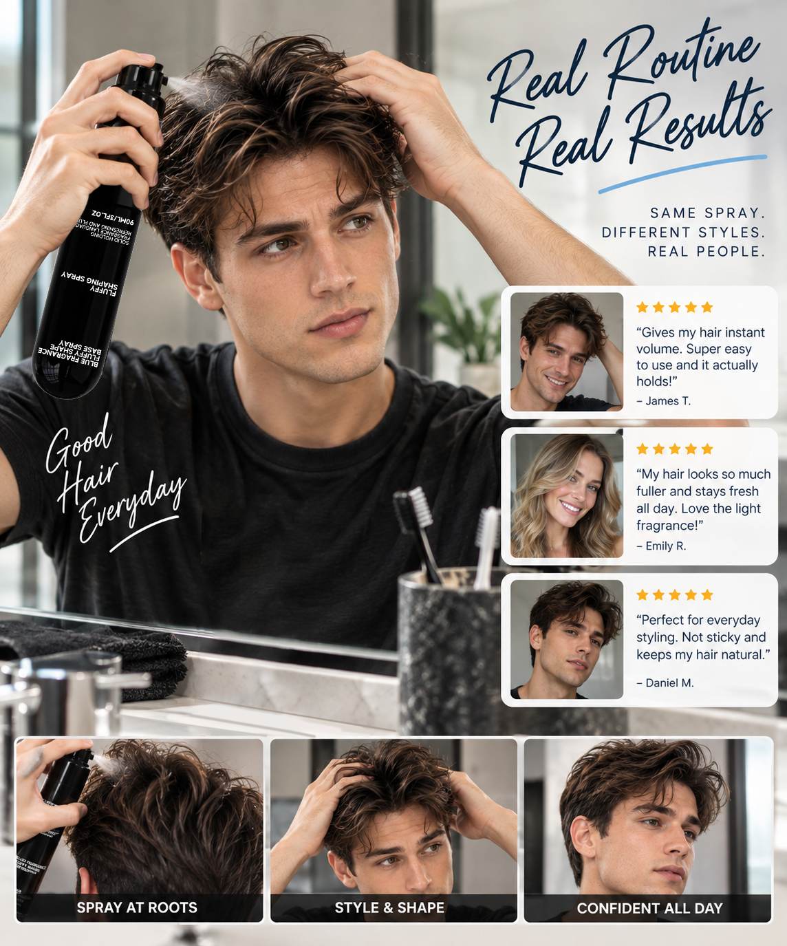 ✨ Fluffy Shaping Spray | Soft Natural Hold & Fluffy Texture Styling Spray