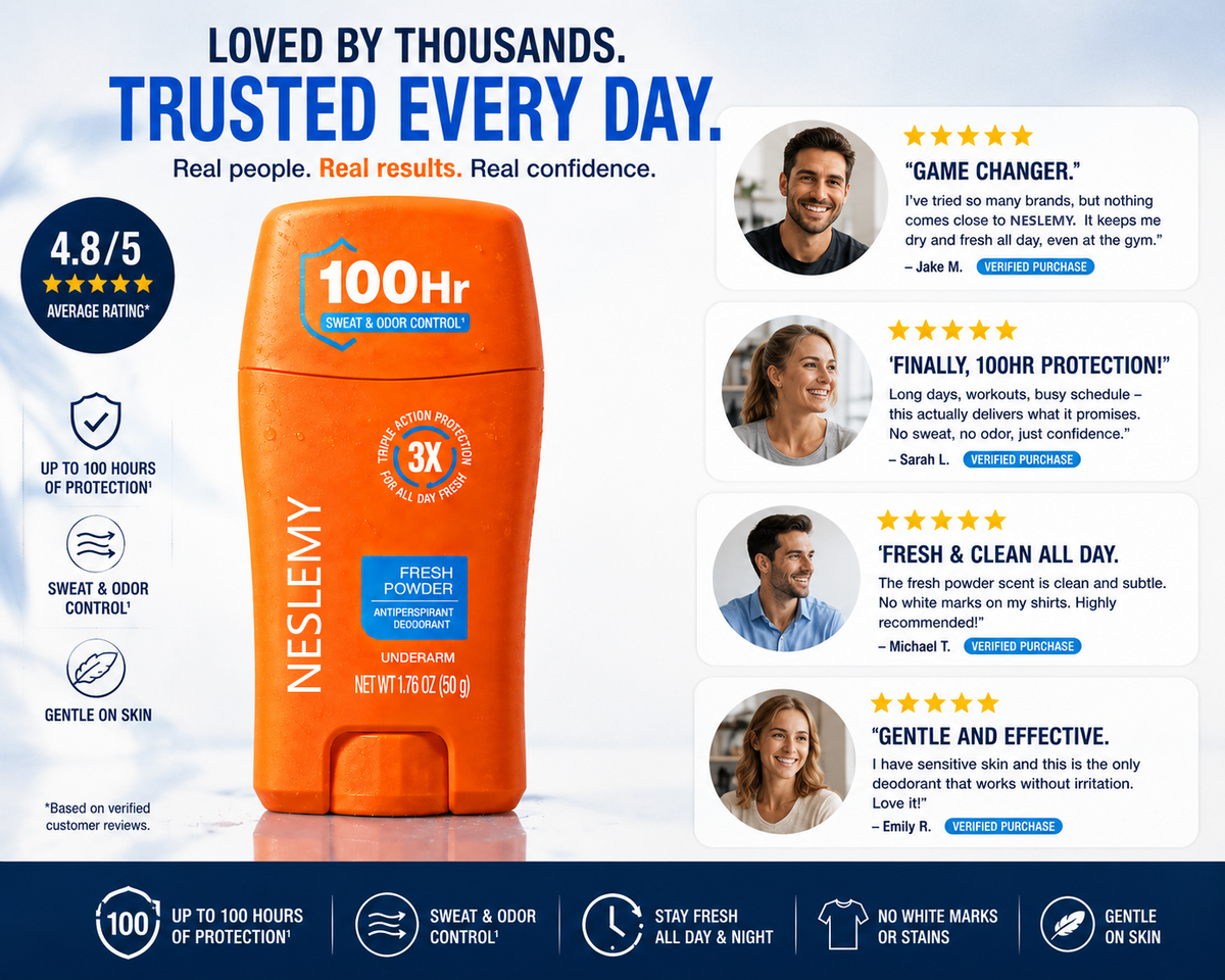 Antiperspirant Deodorant -100-Hour Sweat & Odor Control - Quick-Drying, Non-Greasy Deodorant for Men & Women