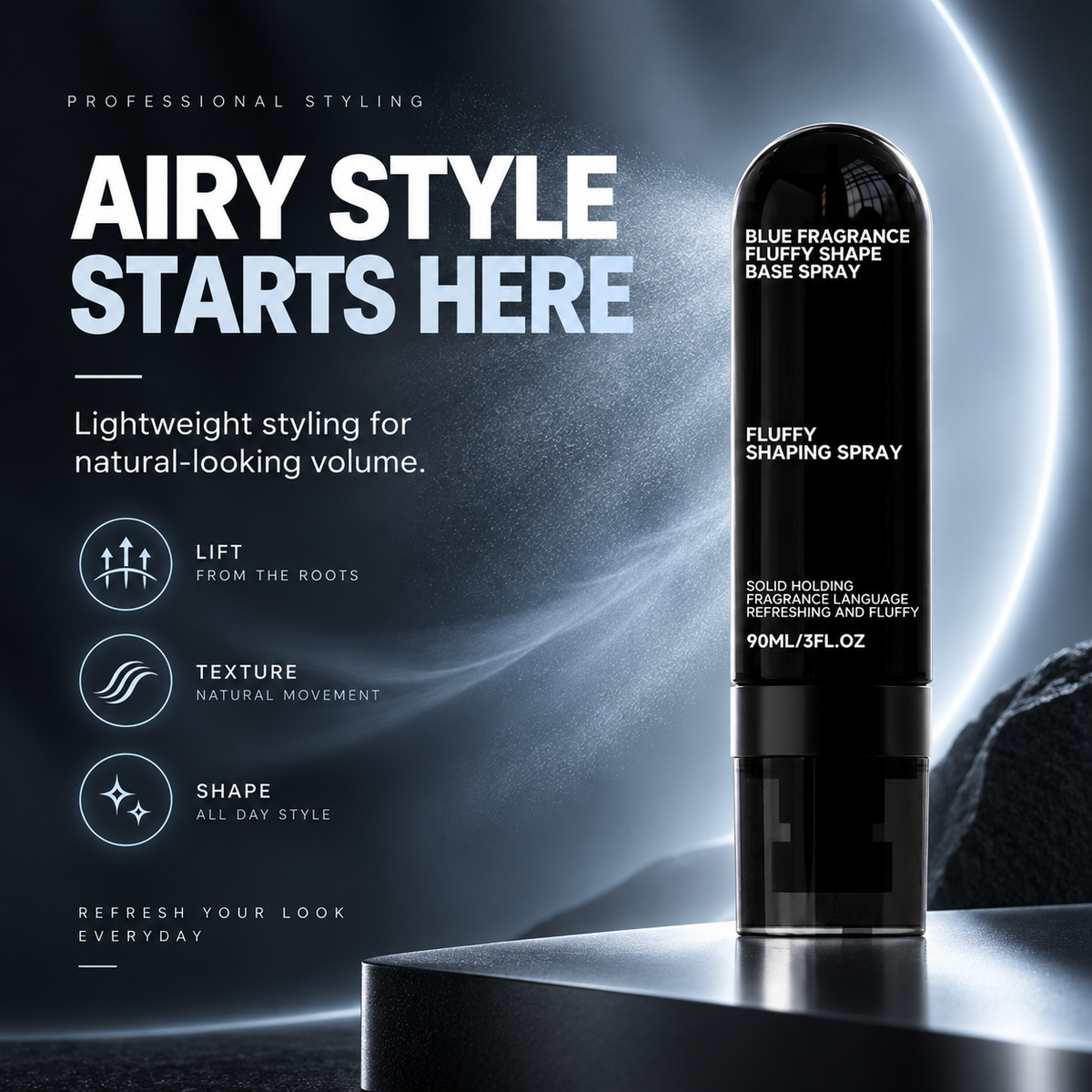✨ Fluffy Shaping Spray | Soft Natural Hold & Fluffy Texture Styling Spray