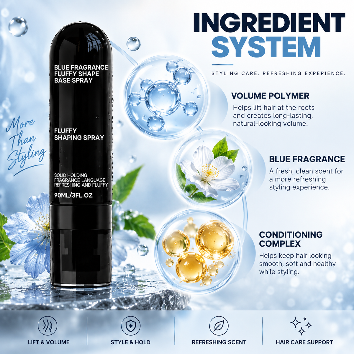 ✨ Fluffy Shaping Spray | Soft Natural Hold & Fluffy Texture Styling Spray
